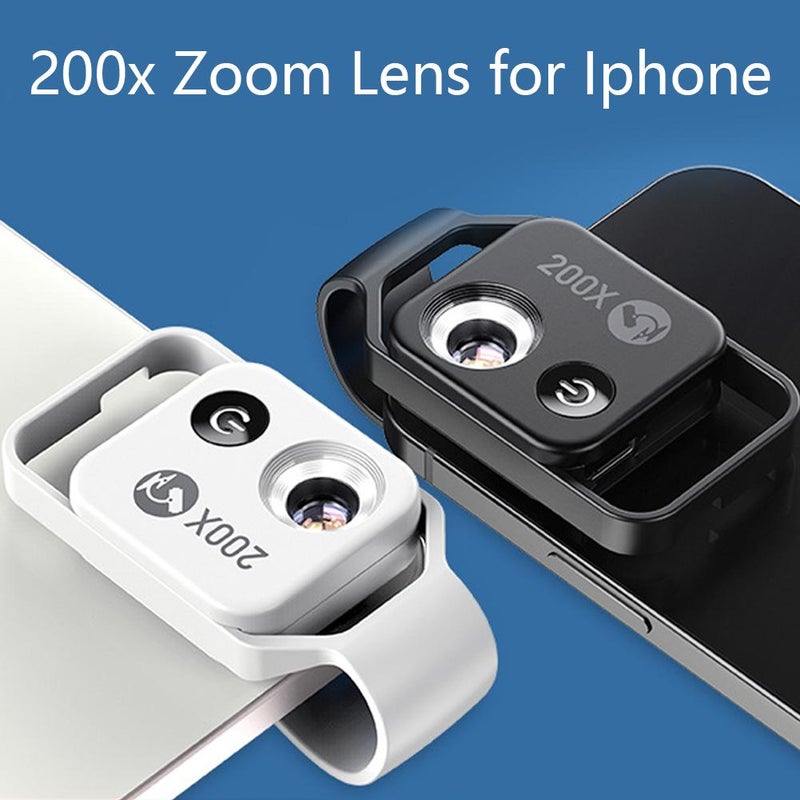 Nano Zoom 200X Smartphone Microscope, Nanozoom Cell Phone Lens, Portable Phone Microscope Lens with LED Light (Black MS002CBK  with CPL) - Image 5